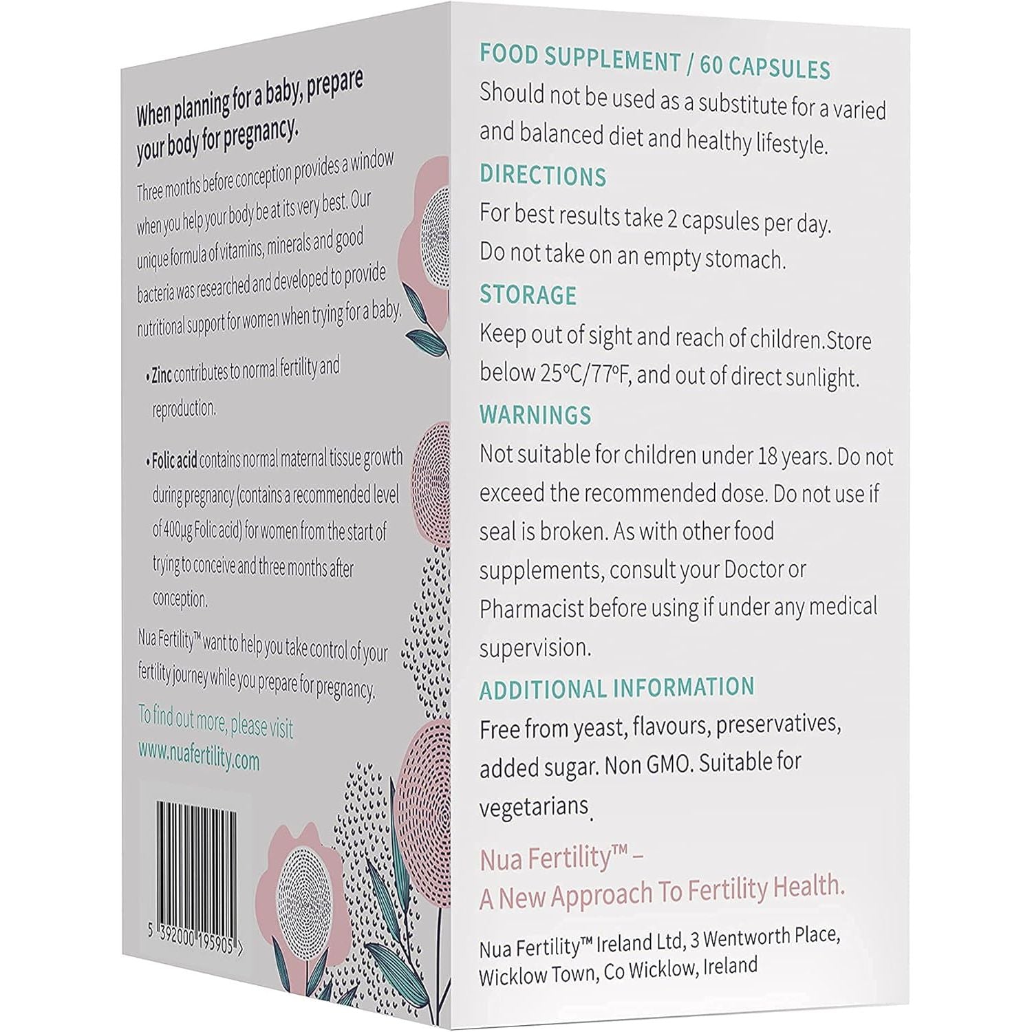 Nua Fertility, Nuabiome Women - a Unique Formula of Vitamins, Minerals and Live Bacteria for Women Trying to Conceive - 60 Capsules (1 Month Supply)