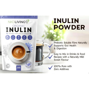 NKD Living Organic Inulin High Grade Prebiotic Fibre Powder (250G) - Fibre Prebiotic Supplement