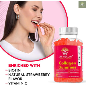 Brighter Eyes, Stronger Nails, Shiny Hair. 60X Vegan, Plant Based Collagen Gummies. Gluten Free. Delicious Strawberry Flavour. Contains Biotin + Vitamin C.