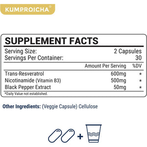 NAD+ Trans-Resveratrol Supplement 1100Mg with Black Pepper Extract - Cellular Energy Booster - (60 Count (Pack of 1))
