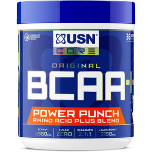 USN Power Punch BCAA Amino Acids Powder, Tangerine Flavour - 400G, Vegan BCAA Powder, Vitamin B6 & No Sugar, Pre Workout or Intra Workout Energy Drink Mix & Dietary Supplement to Maximise Performance