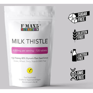 Milk Thistle (80% Silymarin) Tablets - High Strength 4000Mg Supplement, 120 Tablets (2 per Serving) - Not Capsules or Tincture - Vegan, Gmo-Free, Gluten-Free, UK Made