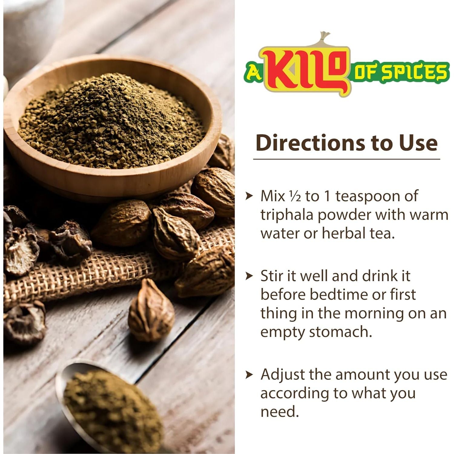 A Kilo of Spices | Triphala Powder 1 Kg | Nutrient-Dense Superfood for Daily Health and Vitality | Boost Your Immunity | No Artificial Additives | Natural & Effective Triphala Powder