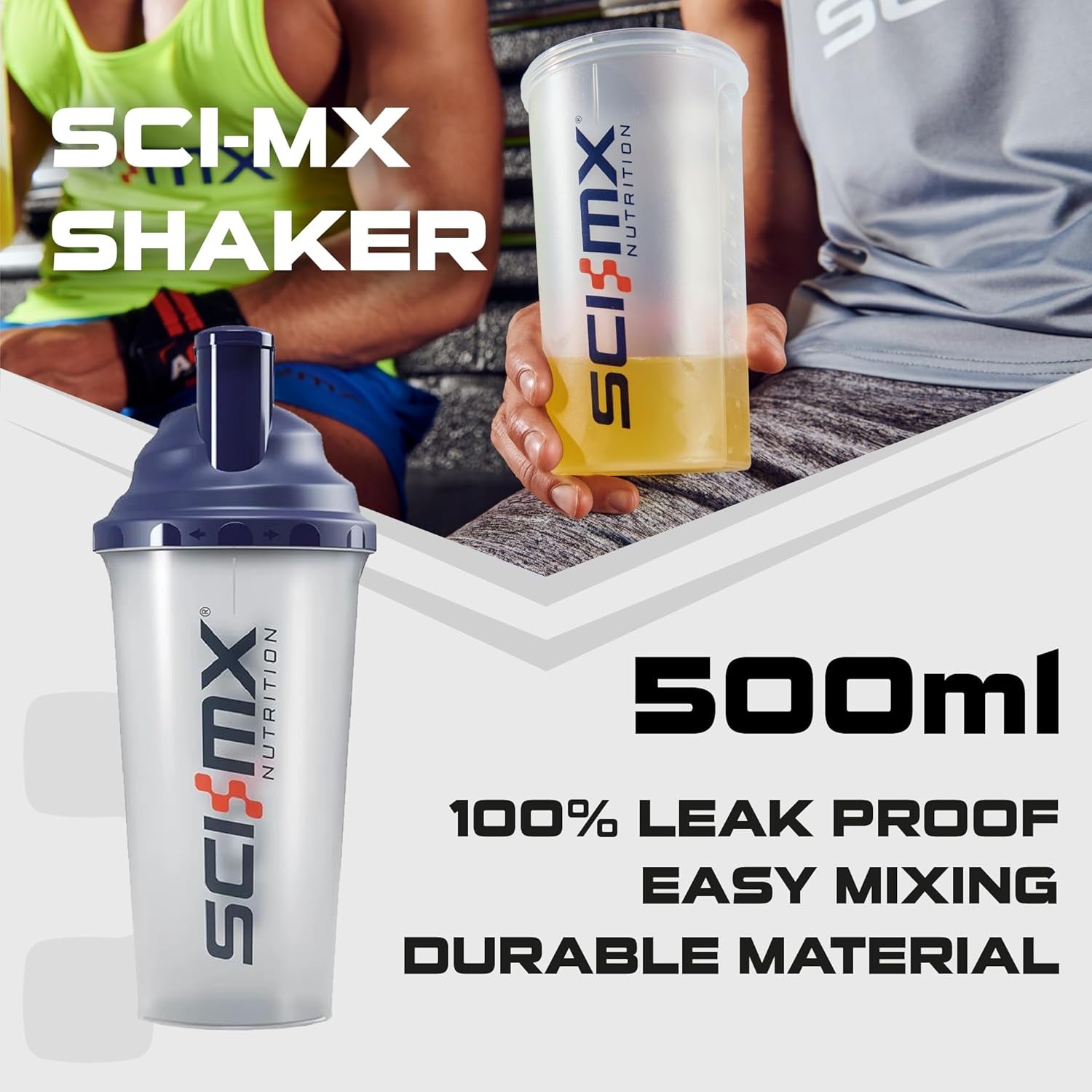 SCI-MX Protein Shaker Bottle for Protein Shakes - 100% Leak Proof • Smooth / Easy Blending • 500Ml