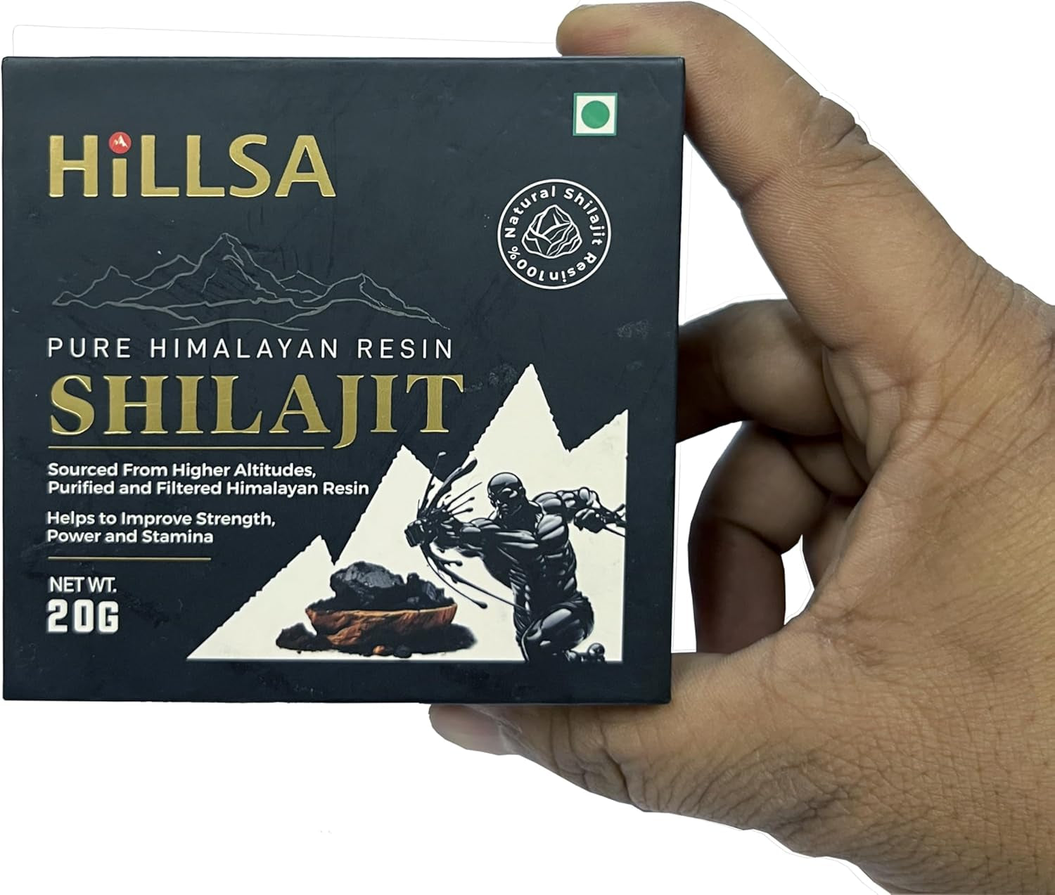 Hillsa Original 100% Natural Himalayan Pure Shilajit for Men & Women Tested with 85+ Trace Minerals & Rich Fulvic Acid 20Gm