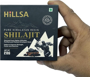 Hillsa Original 100% Natural Himalayan Pure Shilajit for Men & Women Tested with 85+ Trace Minerals & Rich Fulvic Acid 20Gm