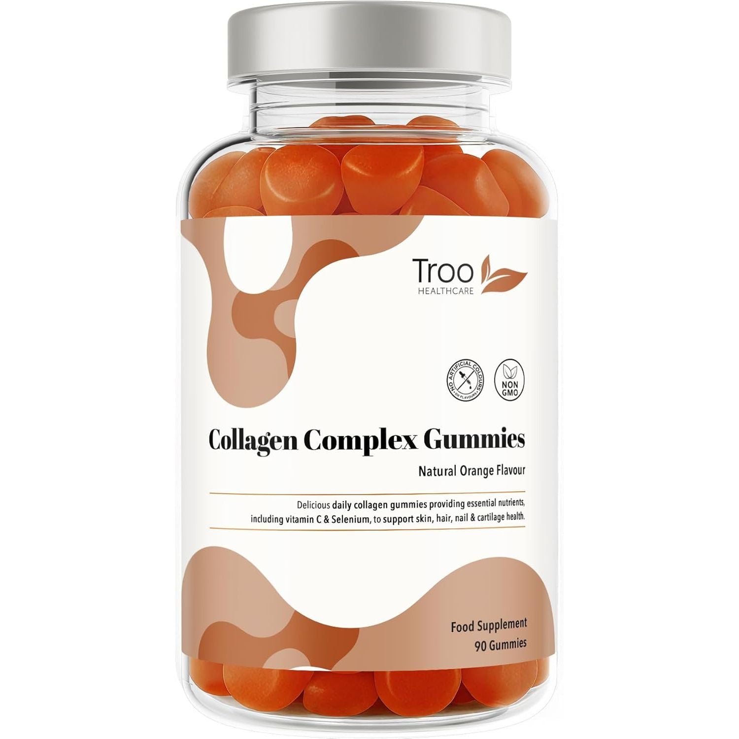 Troo Health Care Collagen Complex - 90 Natural Orange Gummies - One per Day Hydrolysed Collagen with Biotin, Vitamin C & Selenium - Three Months Supply – Healthy Skin & Hair for Men & Women