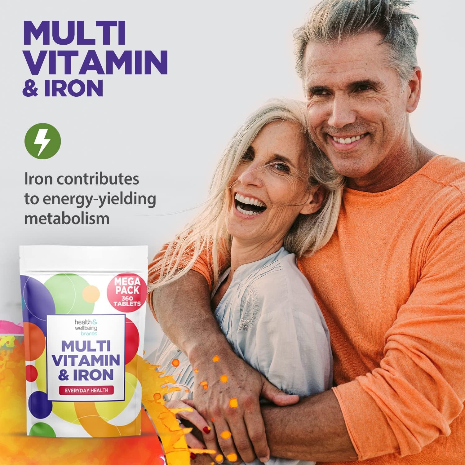Multivitamin & Iron 360 Tablets | One a Day Formulation for Men or Women | UK Manufactured | Immune Defence: Vitamin C D & B6 Supports Immune System