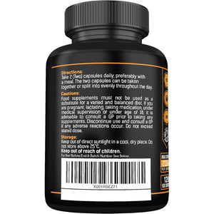 Organic Ashwagandha Capsules 1200Mg - Boosted with 1000Mg of Organic KSM-66 with 5% Withanolides (From 100Mg Extract Ratio 10:1) - Added Turmeric 100Mg and Black Pepper - UK Manufactured