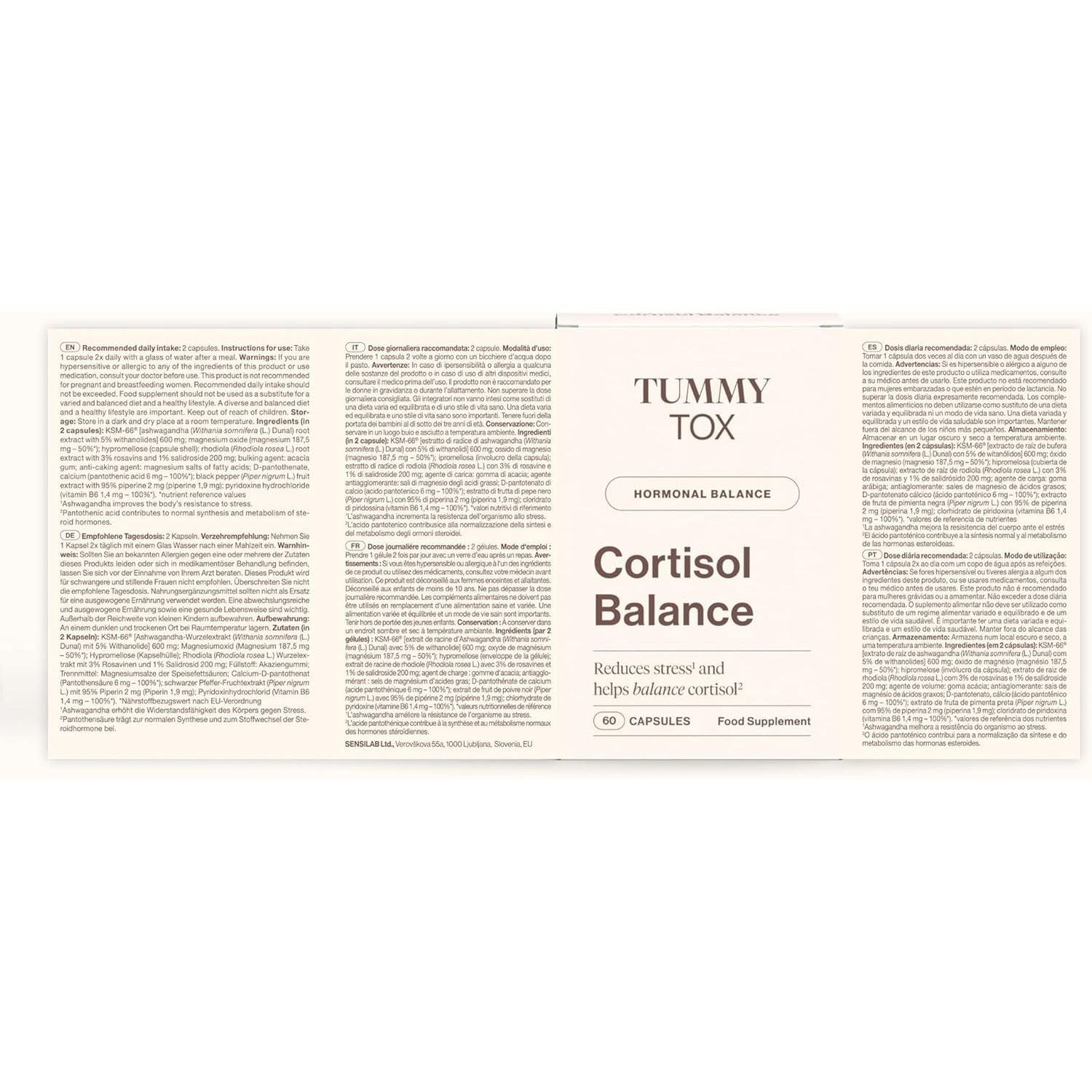 Cortisol Reducing Supplement with Ashwagandha KSM 66, Rhodiola Rosea with Magnesium, Vitamin B6, and Vitamin B5-120 Capsules by Tummy Tox Cortisol Balance