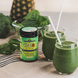 Vital All in One Daily Health Supplement 120GM | Vital Greens, Vegan, 70 Vital Ingredients - Vitamins, Minerals, Greens, Cultures, Digestive Enzymes, Vegetables