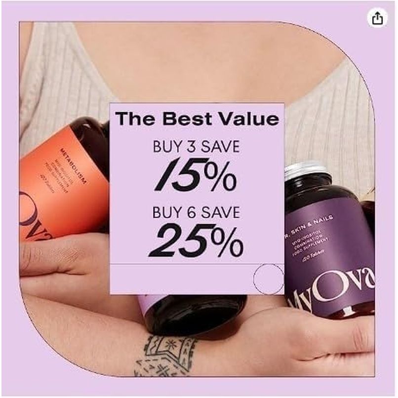 Myova Preconception - Fertility Boosting PCOS Supplement - 30-Day Supply - 2000Mg Myo-Inositol & 400Ug Folate for PCOS Support - Prenatal Vitamins for Women, Inositol Tablets – UK Manufactured