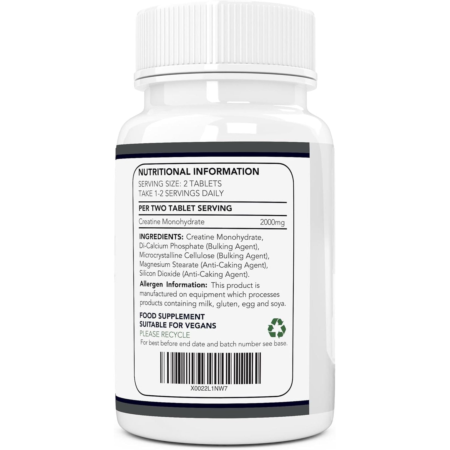 Creatine Monohydrate Tablets by Opal Fitness – Easy to Swallow Vegan Tablets - Scientifically Proven to Increase Muscle Strength, High Intensity Explosive Energy, and Build Lean Muscle Mass