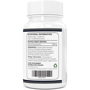 Creatine Monohydrate Tablets by Opal Fitness – Easy to Swallow Vegan Tablets - Scientifically Proven to Increase Muscle Strength, High Intensity Explosive Energy, and Build Lean Muscle Mass