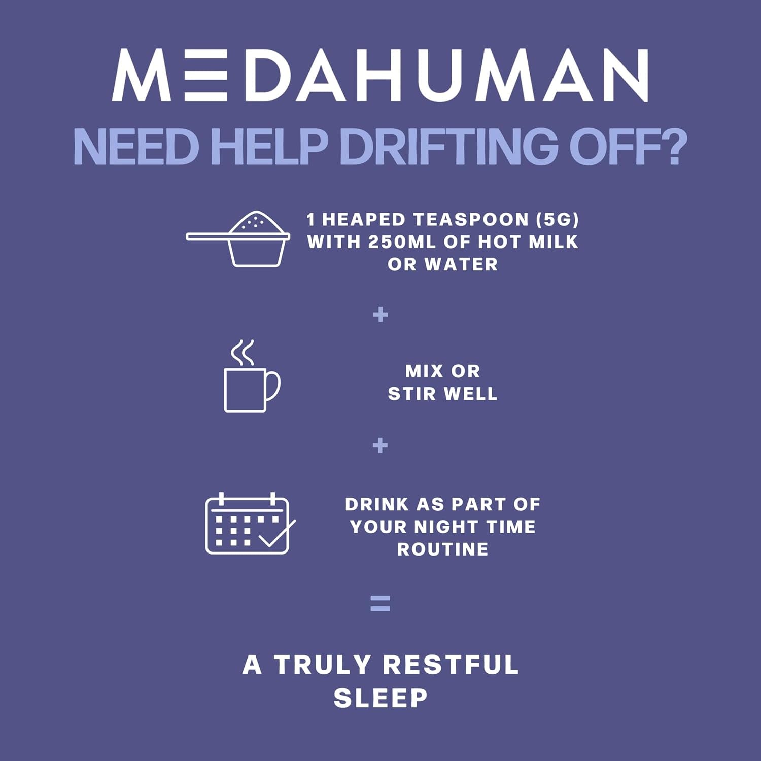 MEDAHUMAN® Night | Reishi Mushroom Powder (30 Servings) | Adaptogen Superblend Mushroom Supplement with Ashwagandha Powder, Valerian Root and Magnesium for a More Relaxed Sleep | Chocolate Flavour
