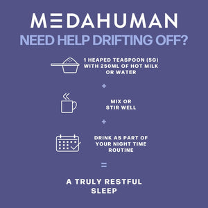 MEDAHUMAN® Night | Reishi Mushroom Powder (30 Servings) | Adaptogen Superblend Mushroom Supplement with Ashwagandha Powder, Valerian Root and Magnesium for a More Relaxed Sleep | Chocolate Flavour