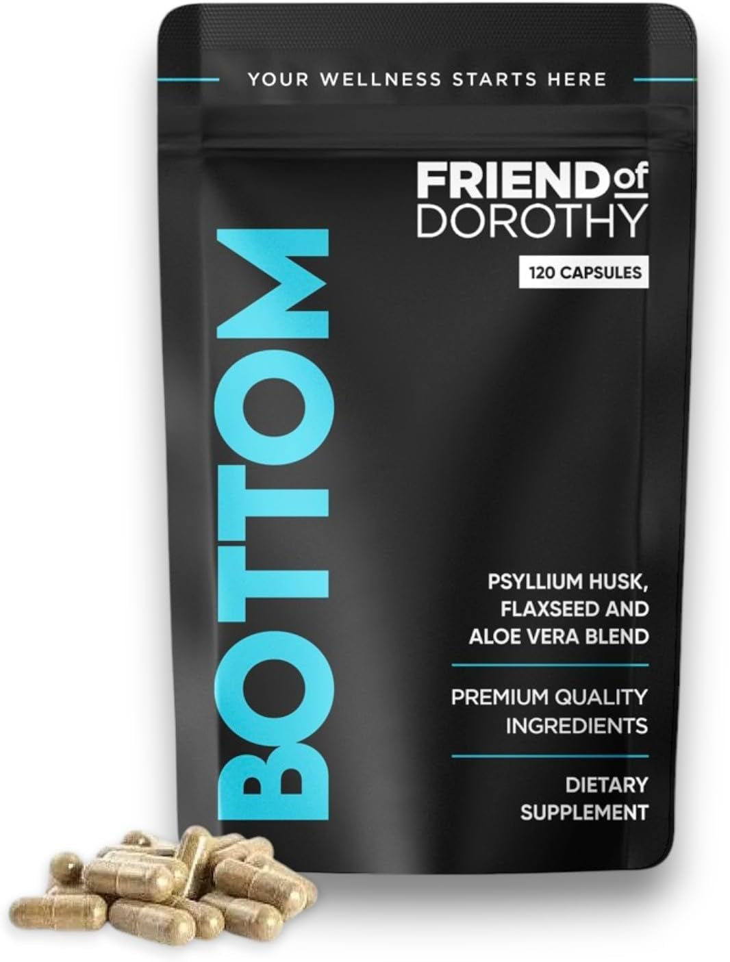 Friend of Dorothy - Bottom Fiber Supplement for Effortless Prep Time - Helps Promote Digestive Regularity - Psyllium Husk Based - for Men Who Bottom, 120 Capsules