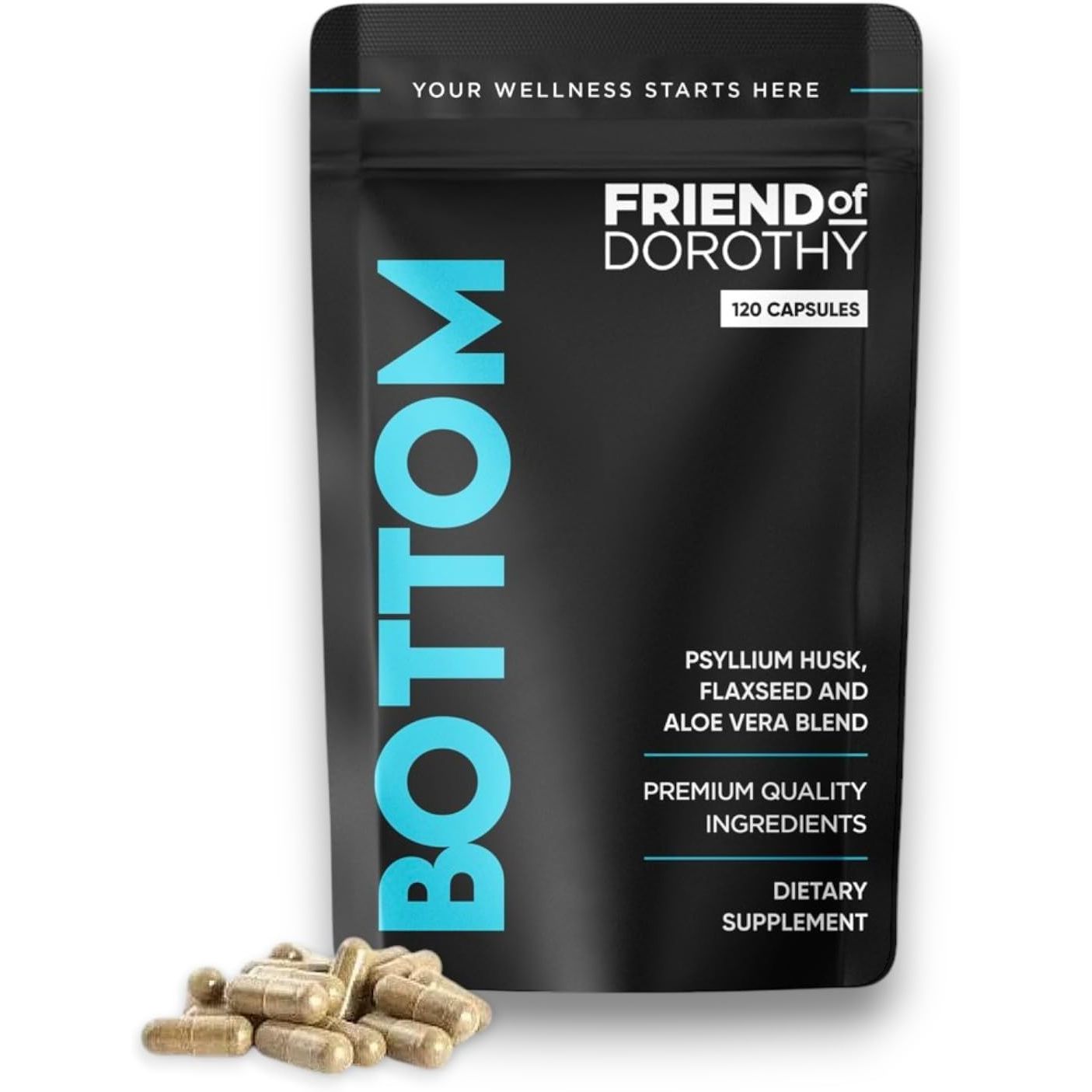 Friend of Dorothy - Bottom Fiber Supplement for Effortless Prep Time - Helps Promote Digestive Regularity - Psyllium Husk Based - for Men Who Bottom, 120 Capsules