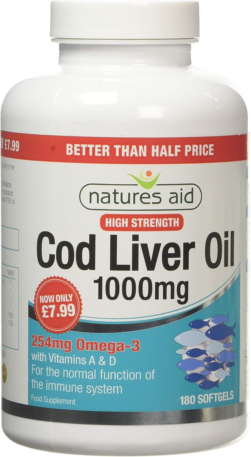 Natures Aid 1000Mg High Strength Cod Liver Oil - 180 Capsules