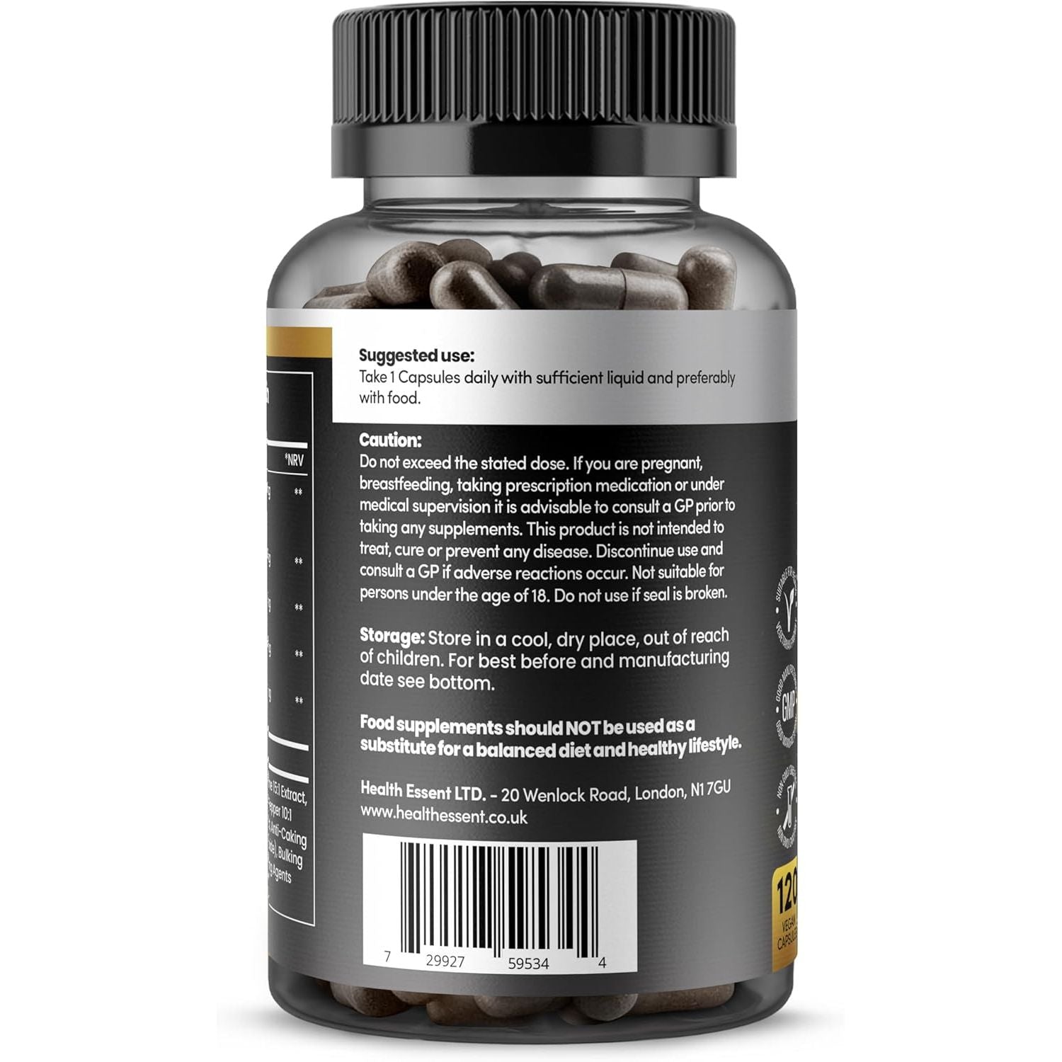 Sea Moss Shilajit Lion Mane 3 in One, with Added Ashwagandha and Black Pepper, 11500Mg Superfood Blend for Vitality & Immunity, Energy and Brain Health - 120 Vegan Capsules by Healthessent