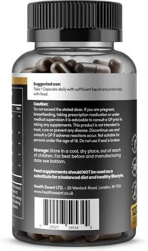 Sea Moss Shilajit Lion Mane 3 in One, with Added Ashwagandha and Black Pepper, 11500Mg Superfood Blend for Vitality & Immunity, Energy and Brain Health - 120 Vegan Capsules by Healthessent
