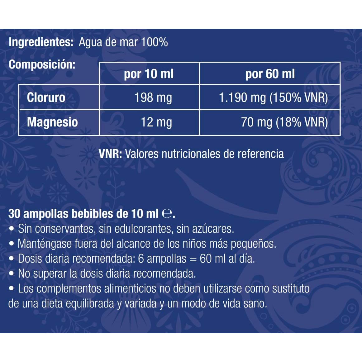 Eau De Quinton - Quinton Hypertonic, 100% Natural Hypertonic Seawater, with Magnesium and Micronutrients, 30 Drinkable Ampoules of 10 Ml
