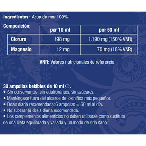 Eau De Quinton - Quinton Hypertonic, 100% Natural Hypertonic Seawater, with Magnesium and Micronutrients, 30 Drinkable Ampoules of 10 Ml