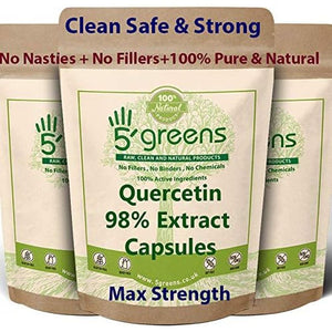 Quercetin 500Mg Capsules 98% Extract 120 Vegetarian Capsules, 100% Natural - NO Chemicals or SYNTHEIC FILLERS or Binders