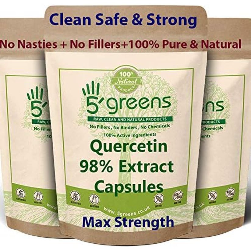 Quercetin 500Mg Capsules 98% Extract 120 Vegetarian Capsules, 100% Natural - NO Chemicals or SYNTHEIC FILLERS or Binders