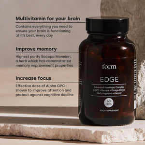 Form Edge - Natural Nootropic for Focus | Cognitive Supplement with Alpha GPC, Bacopa Monnieri, Ginkgo Biloba & B Vitamins | Supports Memory, Calmness & Mental Performance