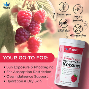Physis Raspberry Fruit Extract 3200Mg | Weight Loss Fat Burning | Raspberry Ketones Upgrade | Summer Body All Year | 90 X Slimming Diet Pills | up to 3 Month Supply | Metabolism Booster