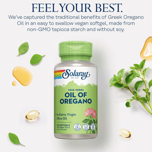 Solaray - Oregano Oil 150Mg - 60 Vegan Softgel - Natural Source of Omega 3 and 6, Vitamins and Minerals - High Strength Supplement - with Extra Virgin Olive Oil for Gentle Digestion - Lab Verified