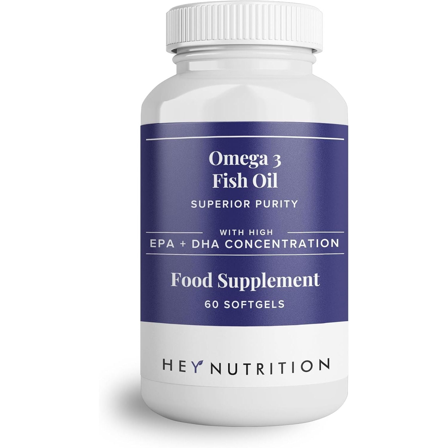 Hey Nutrition Pure Omega-3 Fish Oil 2000Mg with Vitamin E - High EPA + DHA Concentration - Maintains Heart, Joint, Brain & Immunity Support - UK Manufactured - Non-Gmo - 60 Softgels