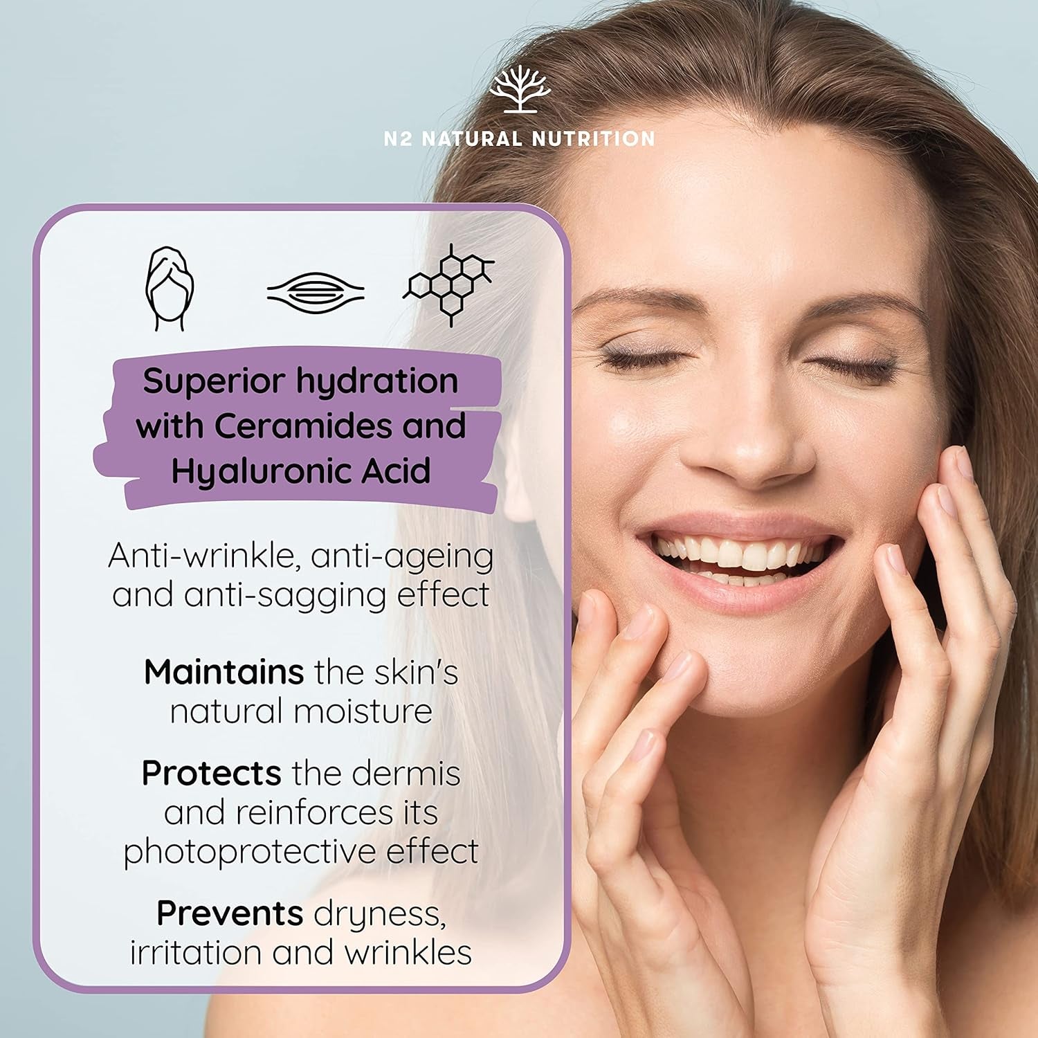 Collagen Supplements for Woman, with Retinol & Hyaluronic Acid, Ceramides and Niacin | Skin Care, Anti-Wrinkle and Anti-Aging Effect, Marine Collagen Innovative Formula | 90 Vegetable Capsules