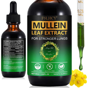Mullein Drops for Lungs 60ML Mullein Leaf Extract & Chlorophyll Drops for Lung Cleanse Vegan & Health Supplements Fast Absorption