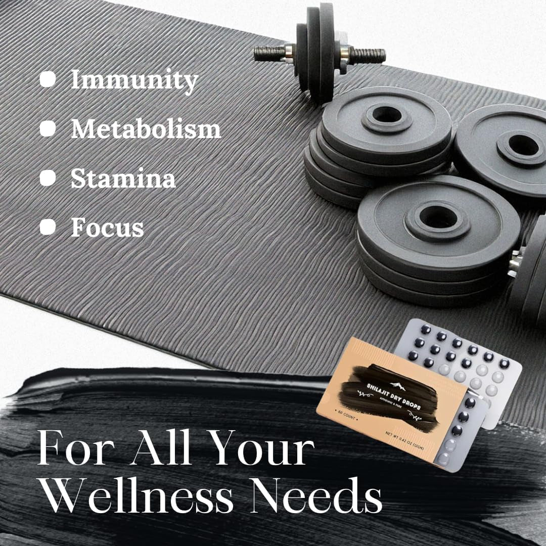 Shilajit Dry Drops - 120 Counts, Rich in Naturall Fulvic Acid, Original Siberian Shilajit, 100% Pure, Trace Minerals Complex