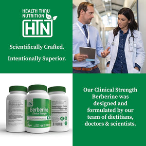 Berberine Hcl 500Mg 120 Servings | Clinical Strength | Certified Vegan| Non-Gmo | Gluten Free | Soy Free | 3Rd Party Tested | by Health Thru Nutrition