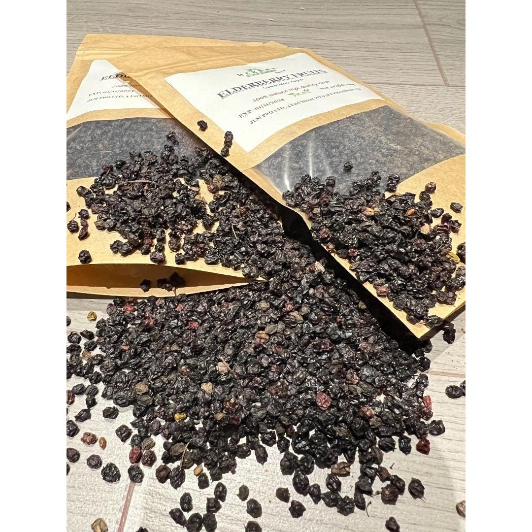 Elderberry Fruit Tea - Vitamin C Zinc Immune Booster Common Cold Cough 100G - Sambucus Nigra - Herbal Remedies by J. - Czarny Bez Owoc