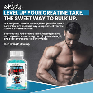 Creatine Monohydrate Gummies 5000Mg - Workout Gym Supplement - 60 Creatine Gummies