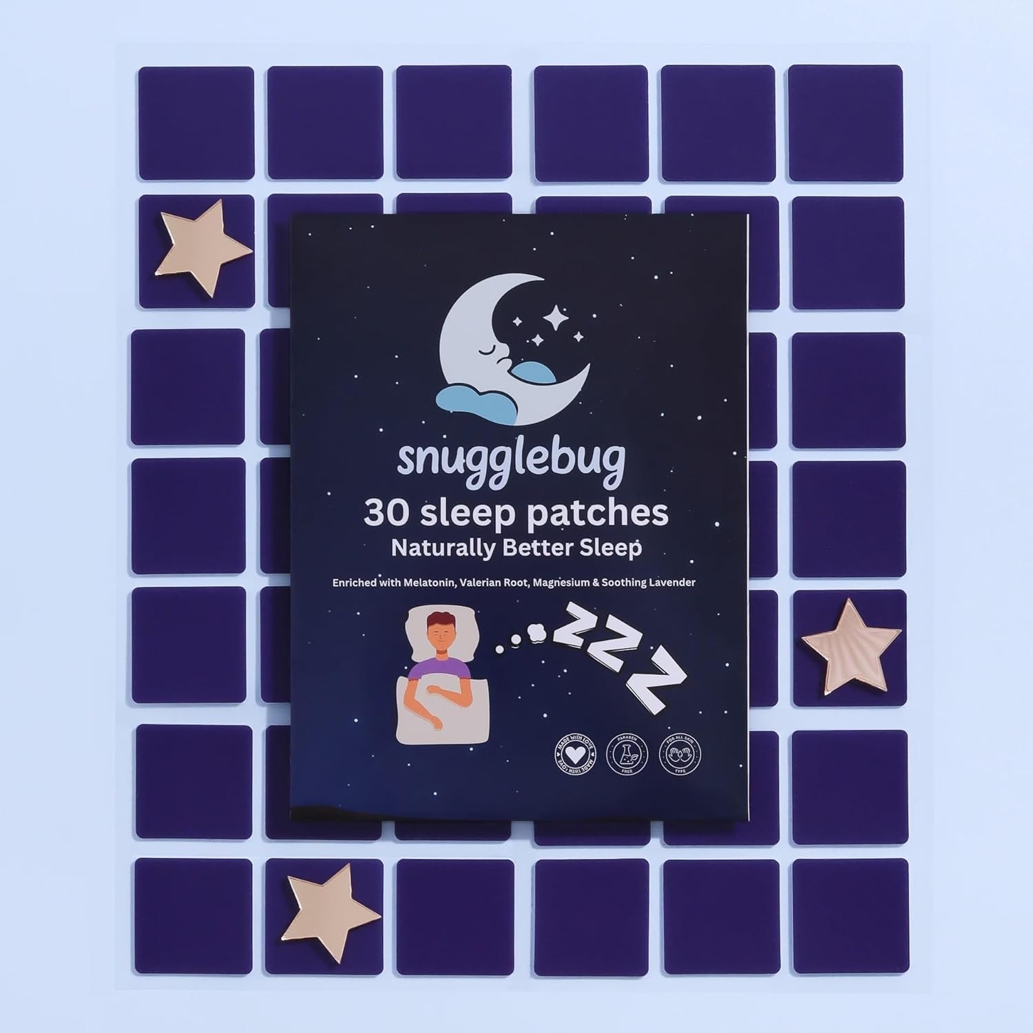 Snugglebug® Sleep Patches – 30-Day Supply | Extra Strength with Melatonin | All-Natural Sleep Aid | UK Made, Vegan, Non-Habit-Forming | No Pills, No Grogginess | Pack of 1