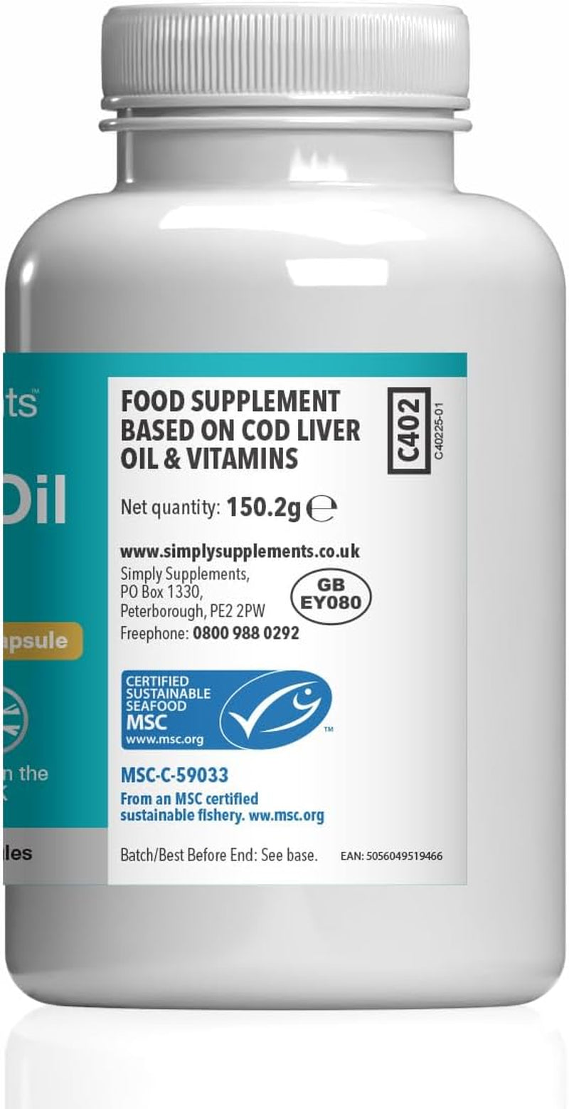 Pure Cod Liver Oil 550Mg | Rich in Essential Fatty Acid with EPA, DHA & Omega 3 | with Added Vitamin a & D | 360 Soft-Gel Capsules = up to 1 Year Supply | UK Made