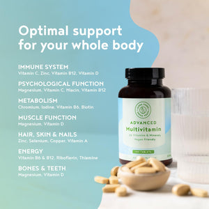 Multivitamins & Minerals - 180 Vegan Multivitamin Tablets for Men and Women - 26 Essential Active Vitamins & Minerals with Vitamin D, B12, VIT C, Magnesium and Zinc - Made in the UK - Alpha Foods