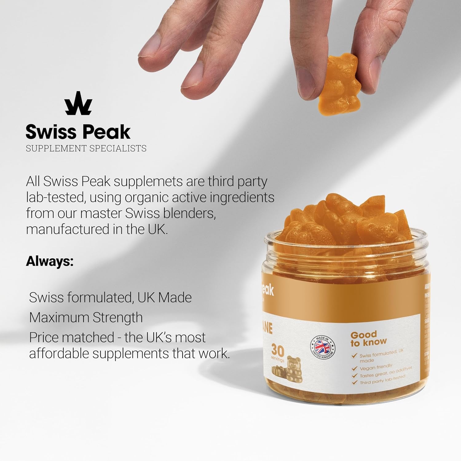 Swiss Peak Lion'S Mane 2000Mg Max-Strength Gummies, Ginkgo Biloba, Citicoline, Cordyceps, Vitamins B5, B12, 30 Pieces, UK Made | Mental Clarity, Effective Alternative to Capsules and Tablets