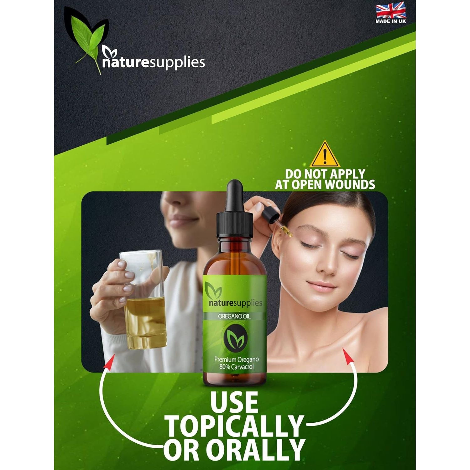 Oregano Oil 10Ml - 80% plus Carvacrol, Mediterranean Wild Oregano Oil, Steam-Distilled Essential Oil, Oil Oregano, Made in UK - GMP Certified
