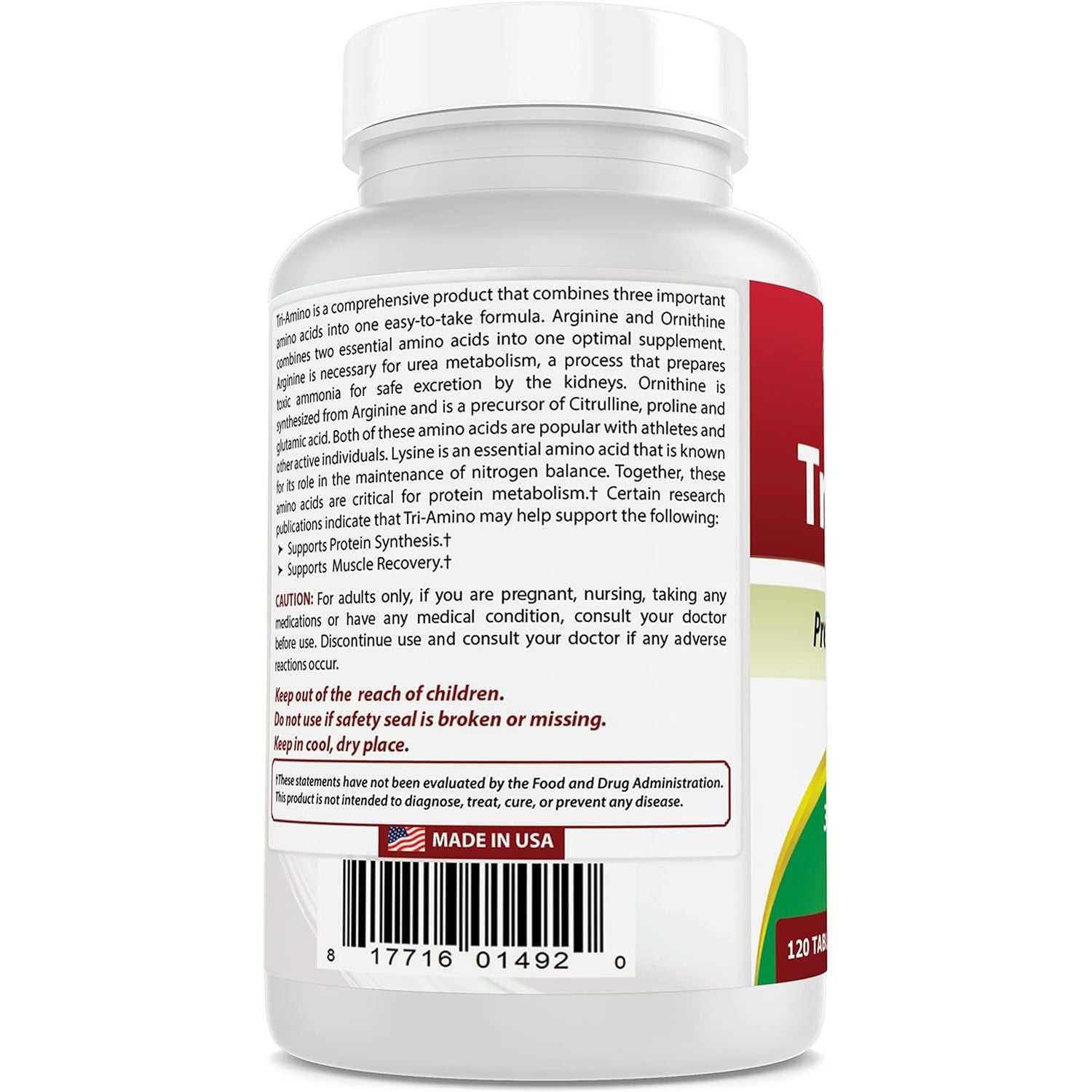 Best Naturals Tri-Amino with L-Arginine, L-Ornithine, L-Lysine 120 Tablets (120 Count (Pack of 1))