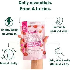 Vegums Sugar-Free A–Z Multivitamin Gummies – Vegan, Zero Sugar, Natural Flavour – Daily Support for Immunity, Energy & Wellness – 30 Gummies