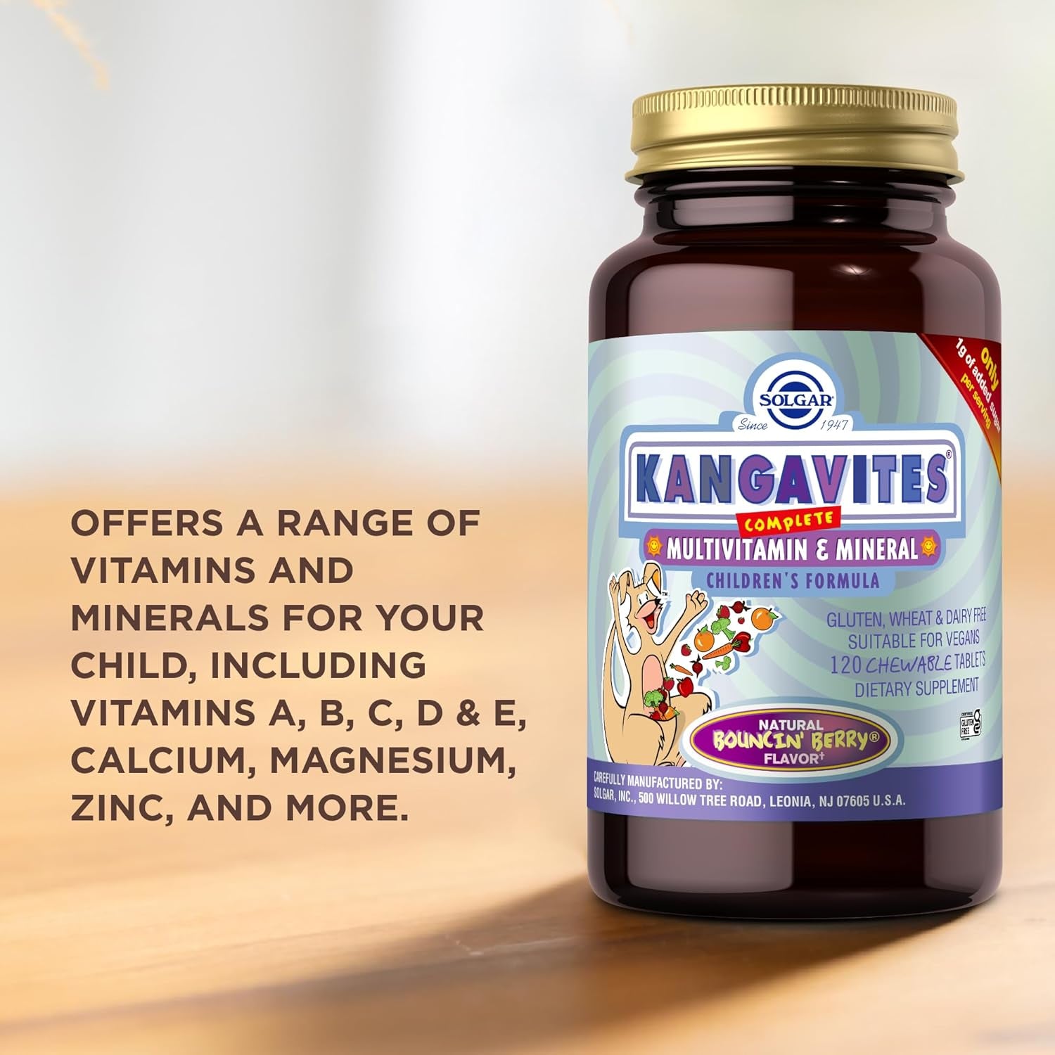 Solgar Kangavites Bouncing Berry Complete Multivitamin and Mineral Formula Chewable Tablets - Pack of 120 - 28 Active Ingredients - Supports a Healthy Lifestyle - Vegan and Gluten Free