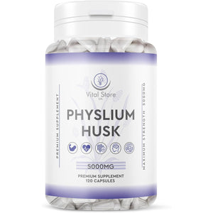 Physlium Husk 5000Mg - 4 Month Supply 120 Capsules - Vegan Physlium Husk