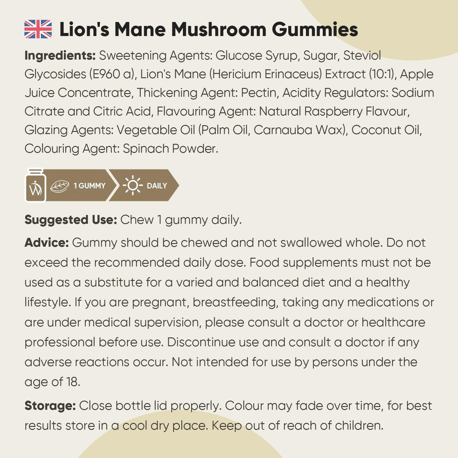 Lion'S Mane Supplement High Strength | 90 Lion'S Mane Gummies for Adults | 3 Months Supply | 2000Mg per Gummy | Vegan, Gluten-Free & Non-Gmo | Delicious Natural Raspberry Flavour