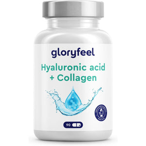 Hyaluronic Acid + Collagen - 90 Capsules with Biotin, Vitamin C from Acerola, Zinc, Selenium & Bamboo Extract - Hair, Skin and Nail Complex for Women & Men - Supplements Made in Germany